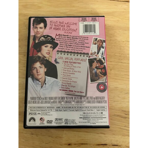 Pretty In Pink 1986 DVD Everythings Duckie Edition Molly Ringwald Pre-Owned - Picture 2 of 4